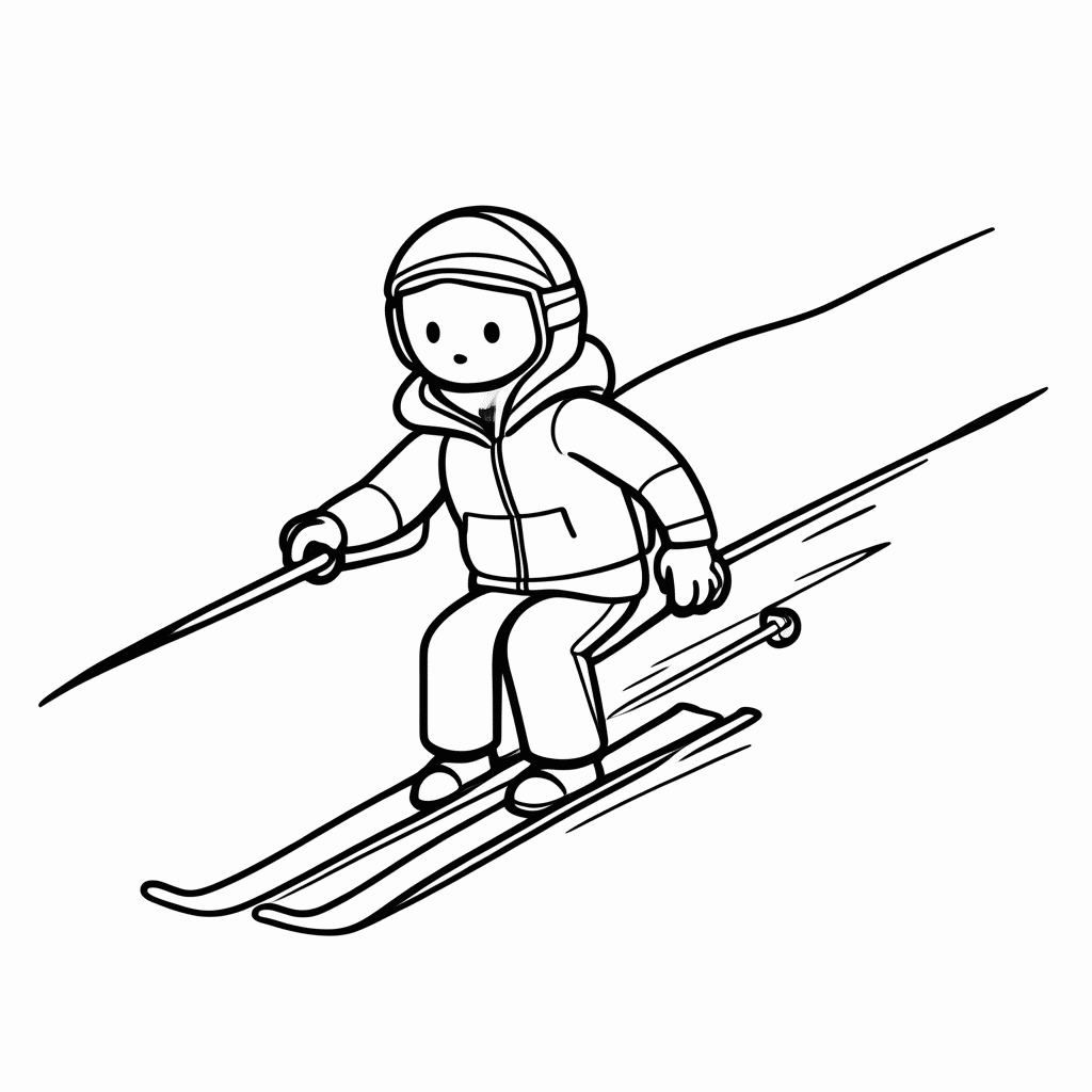 Desenho de Esquiador Descendo para colorir e imprimir grátis em folha A4