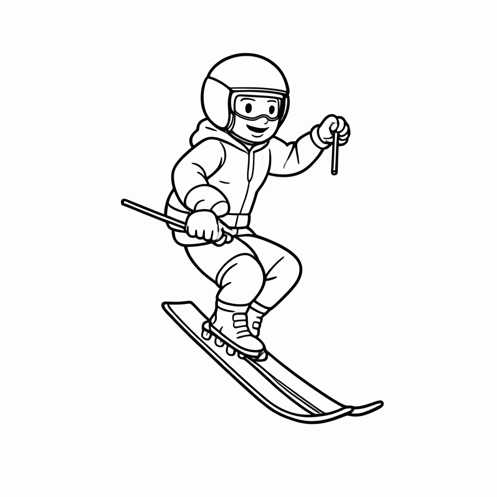 Desenho de Esquiador Saltando para colorir e imprimir grátis em folha A4