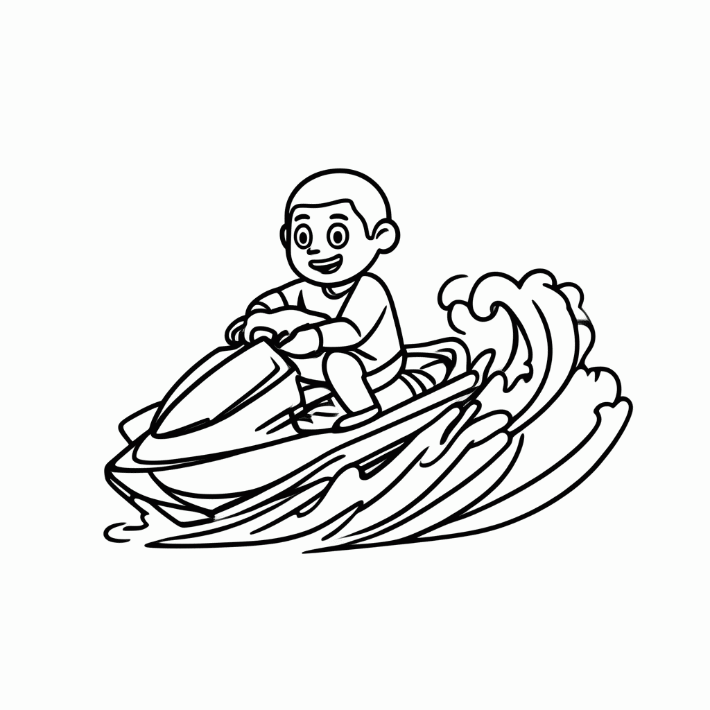Desenho de Jet Ski Na Onda para colorir e imprimir grátis em folha A4
