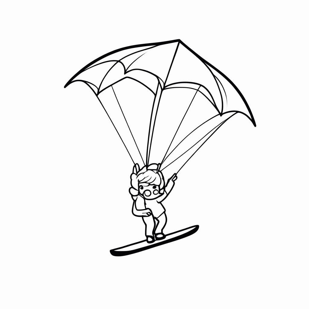 Desenho de Kitesurf para colorir e imprimir grátis em folha A4