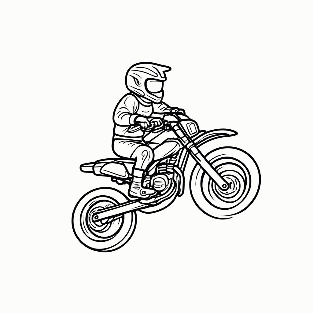 Desenho de Motocross Saltando para colorir e imprimir grátis em folha A4