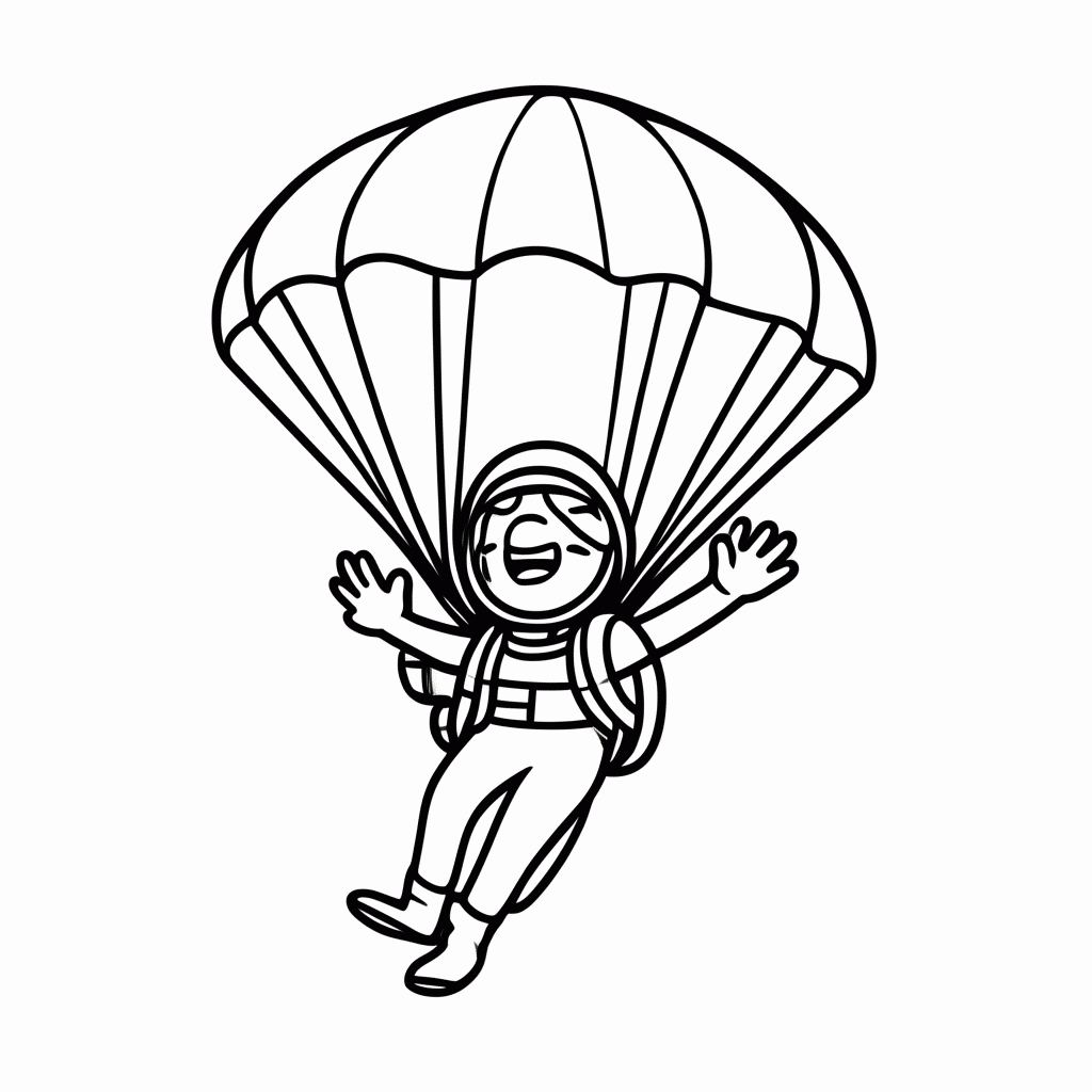 Desenho de Paraquedista Saltando para colorir e imprimir grátis em folha A4
