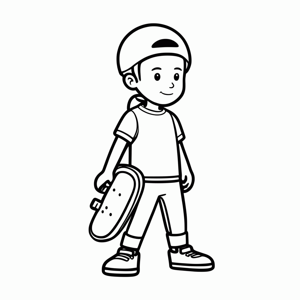 Desenho de Skatista Com Skate Debaixo Do Braco para colorir e imprimir grátis em folha A4
