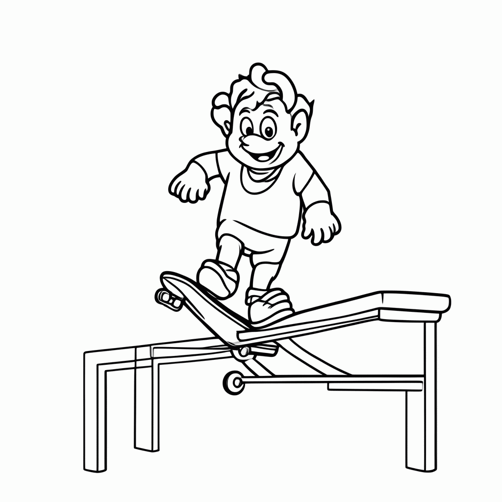 Desenho de Skatista Grinding para colorir e imprimir grátis em folha A4