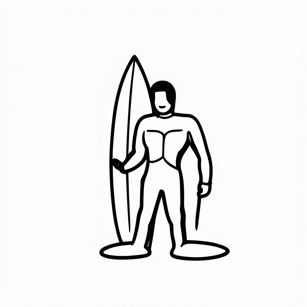 Desenho de Surfista Com Roupa para colorir e imprimir grátis em folha A4