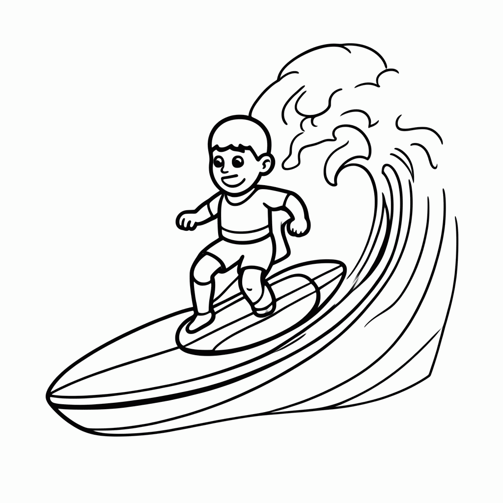 Desenho de Surfista Na Onda para colorir e imprimir grátis em folha A4