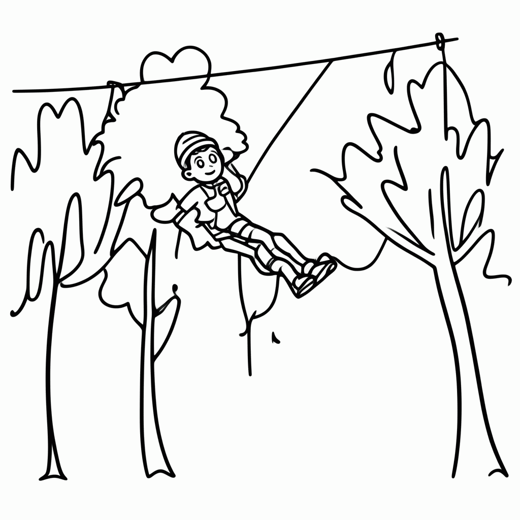 Desenho de Tirolesa para colorir e imprimir grátis em folha A4
