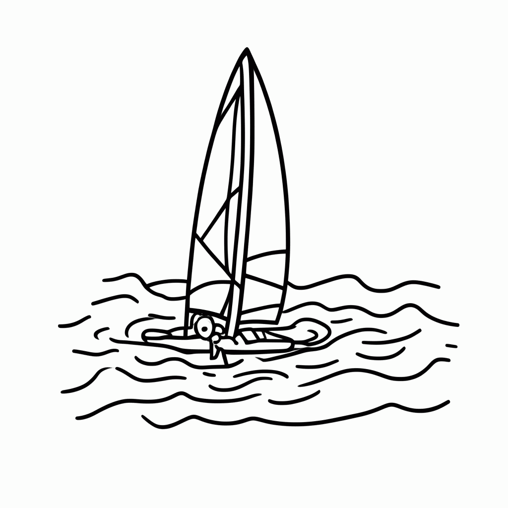 Desenho de Windsurf para colorir e imprimir grátis em folha A4
