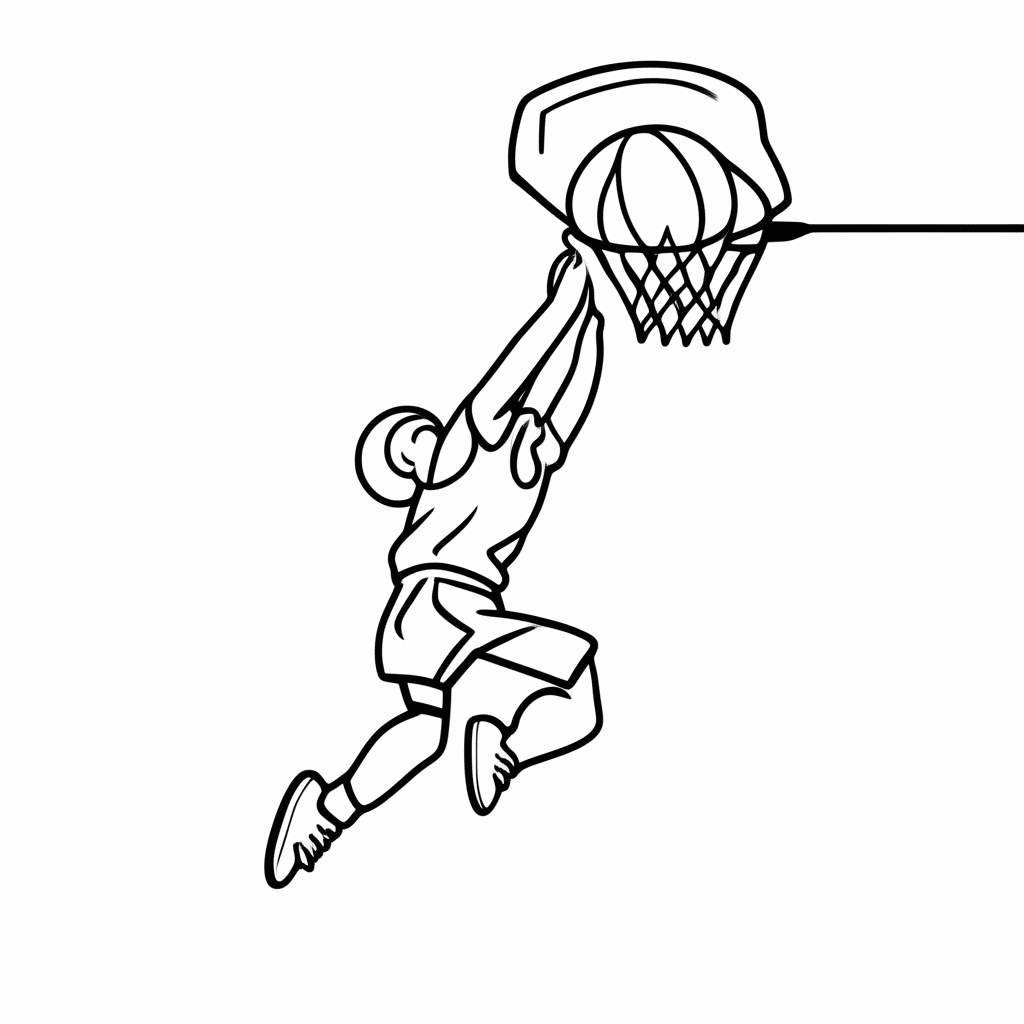 Desenho de Basquete para colorir e imprimir grátis em folha A4
