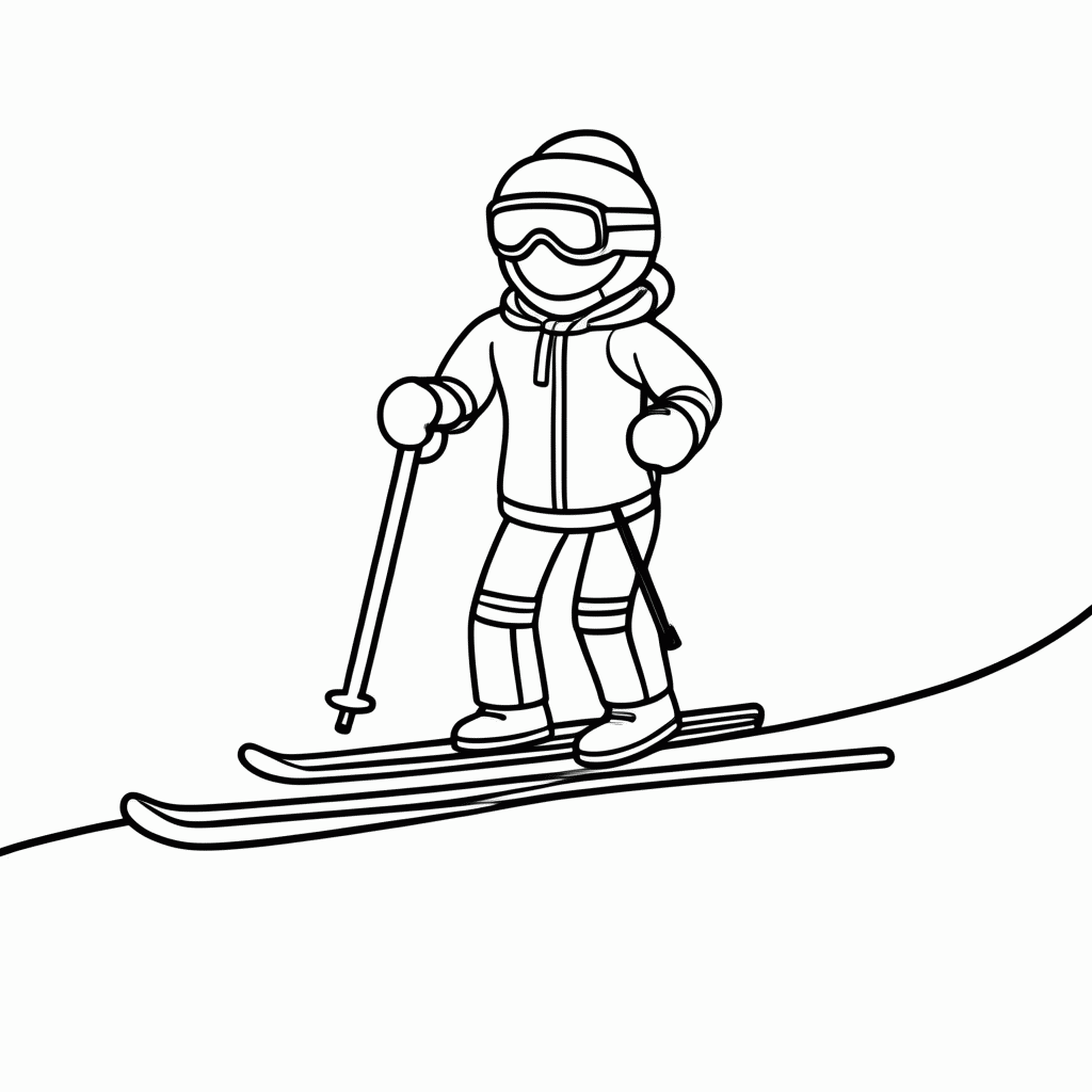 Desenho de Esqui para colorir e imprimir grátis em folha A4