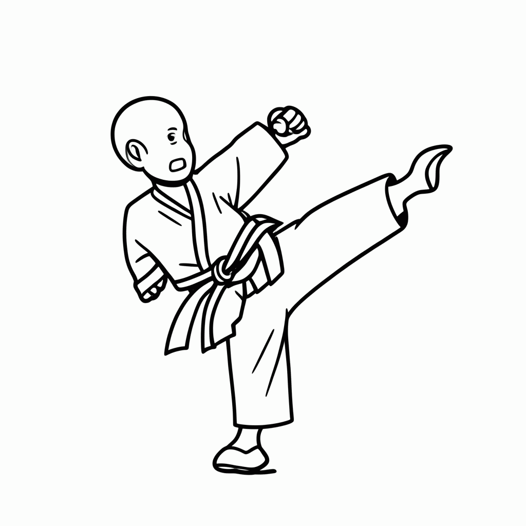 Desenho de Karate para colorir e imprimir grátis em folha A4