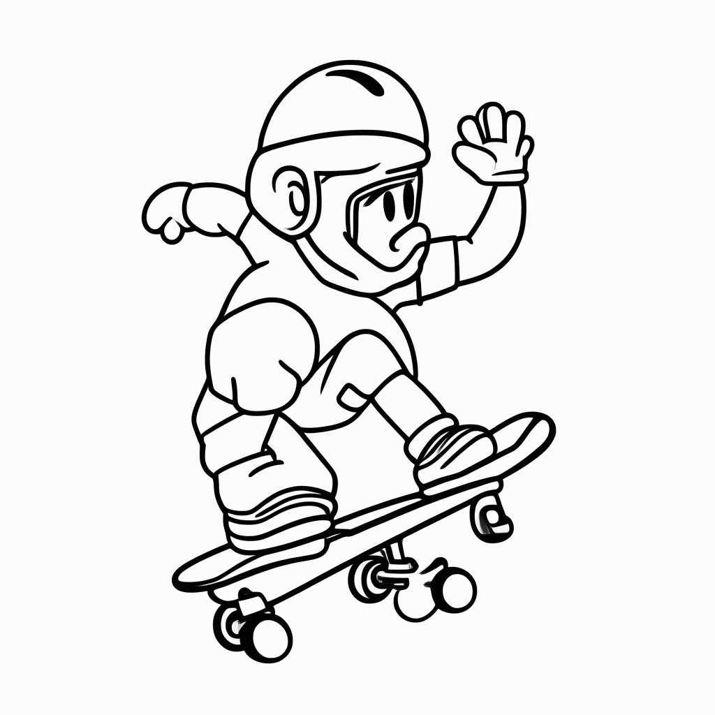 Desenho de Skate Esporte para colorir e imprimir grátis em folha A4