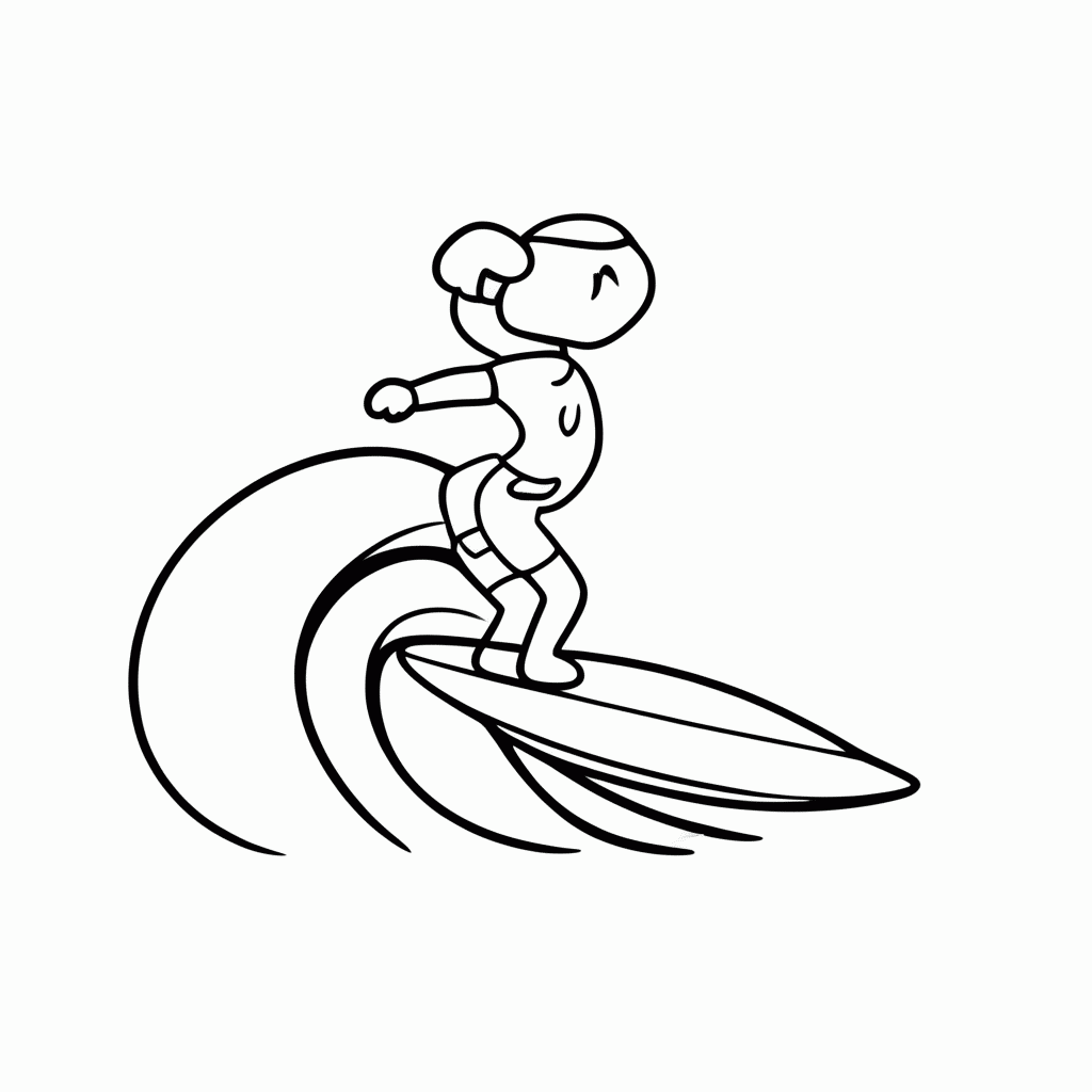 Desenho de Surf para colorir e imprimir grátis em folha A4