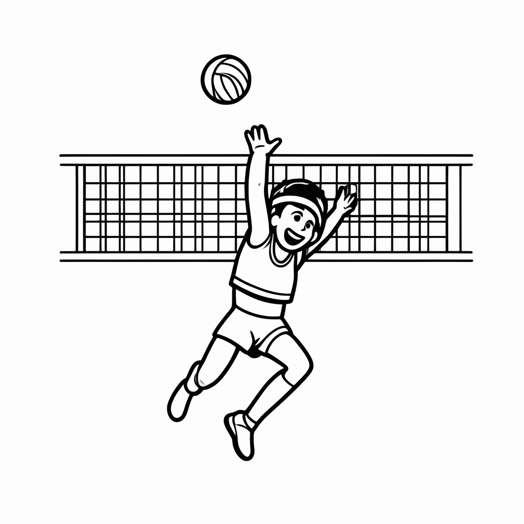 Desenho de Volei para colorir e imprimir grátis em folha A4
