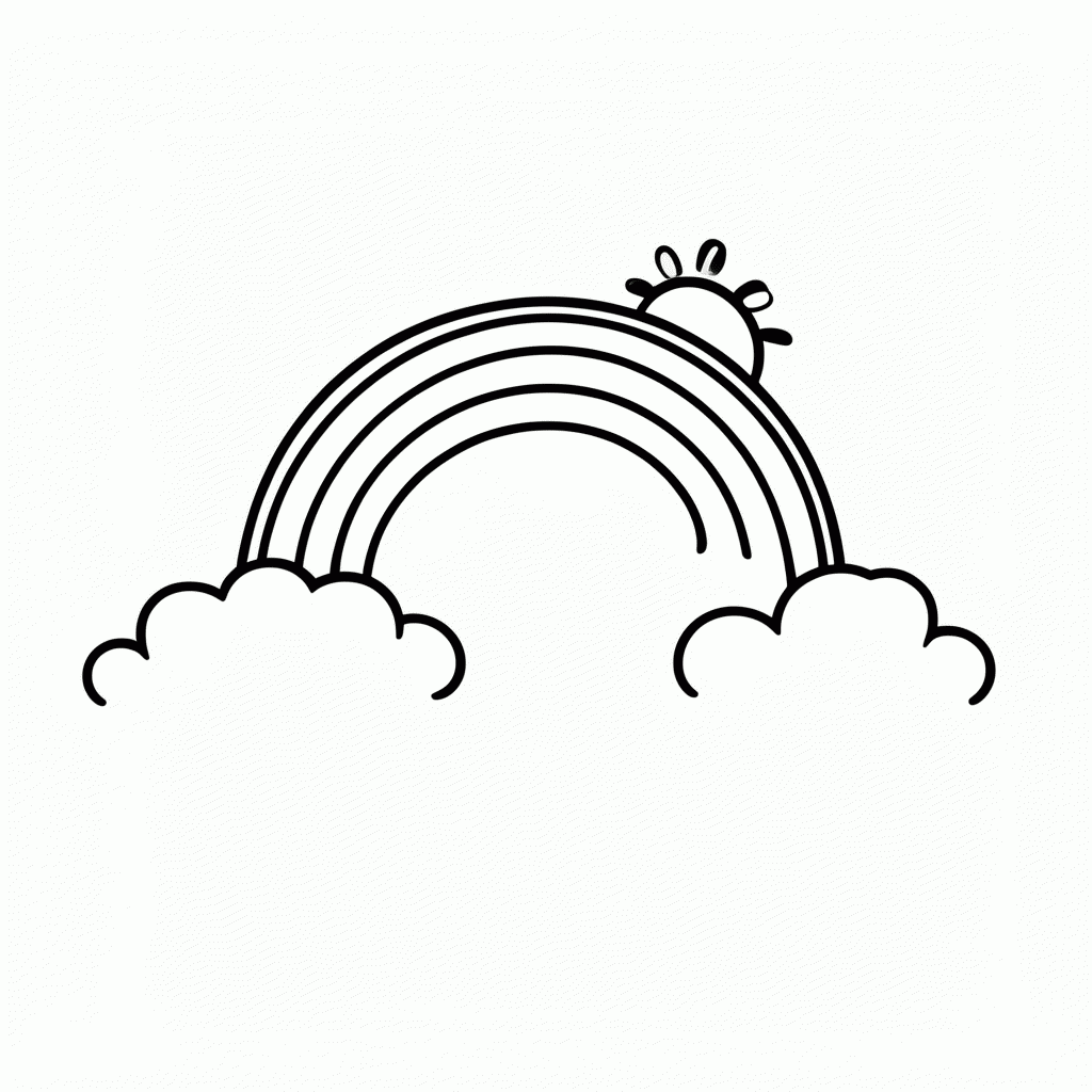 Desenho de Primavera Arco Iris para colorir e imprimir grátis em folha A4