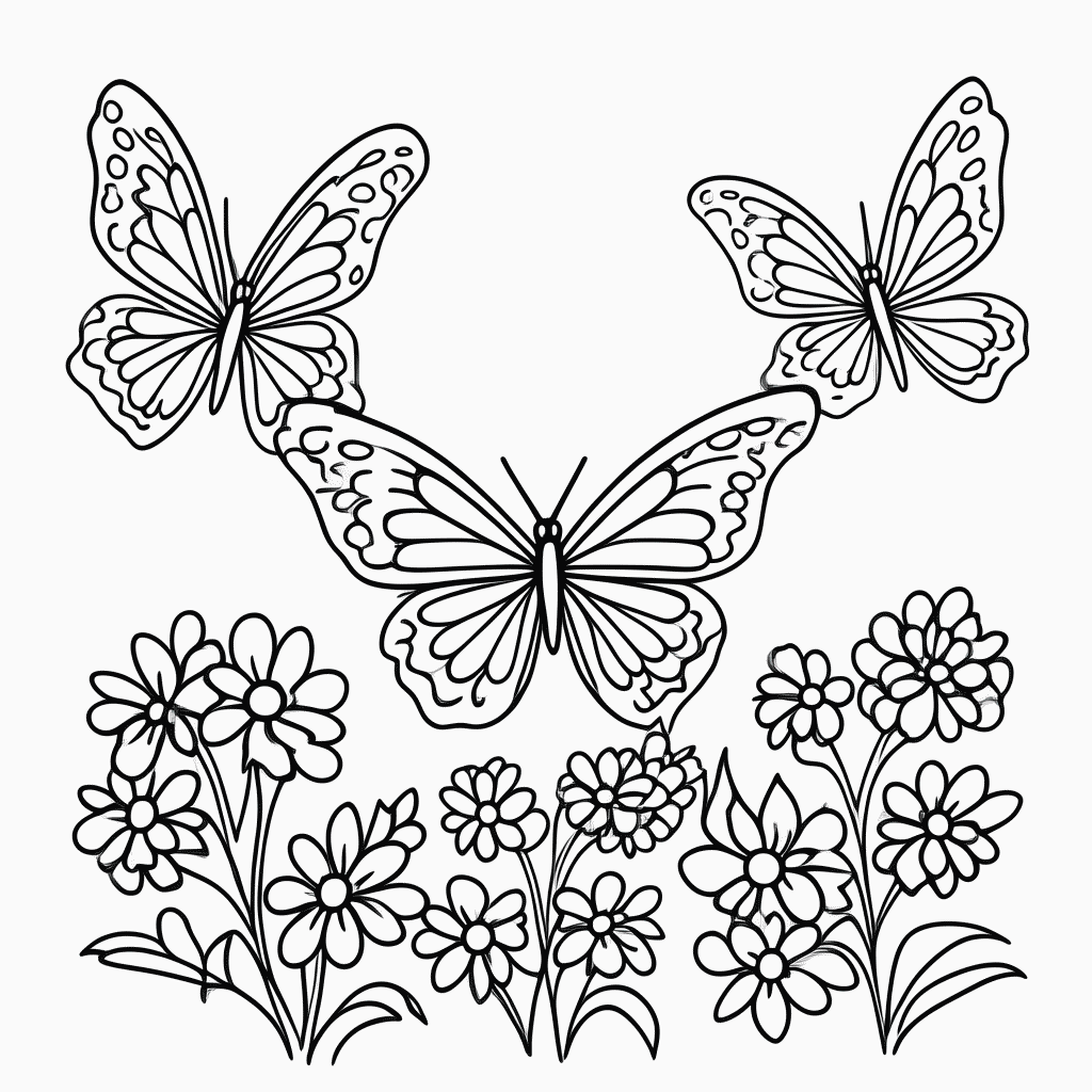 Desenho de Primavera Borboletas para colorir e imprimir grátis em folha A4