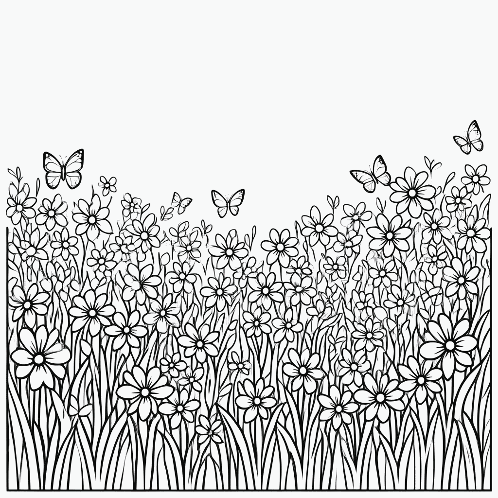 Desenho de Primavera Com Flores para colorir e imprimir grátis em folha A4