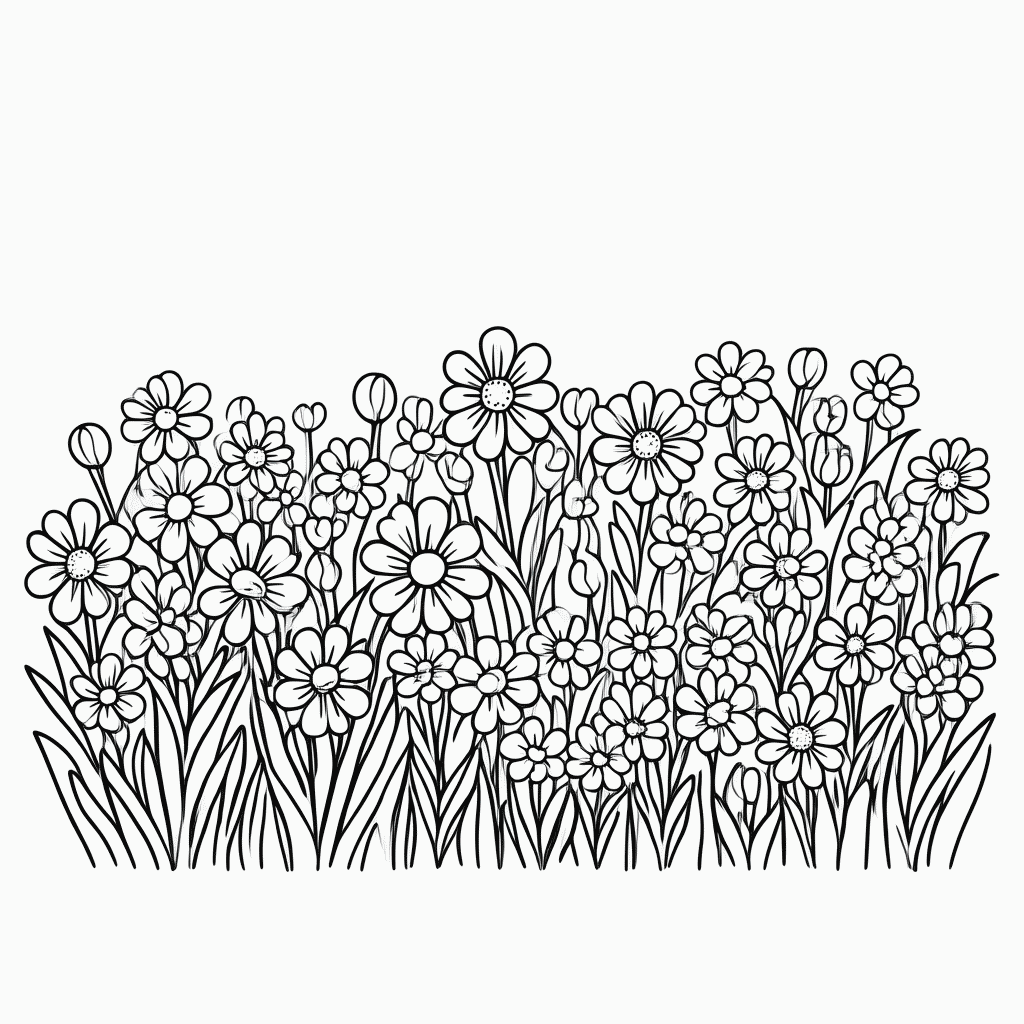 Desenho de Primavera Jardim Florido para colorir e imprimir grátis em folha A4