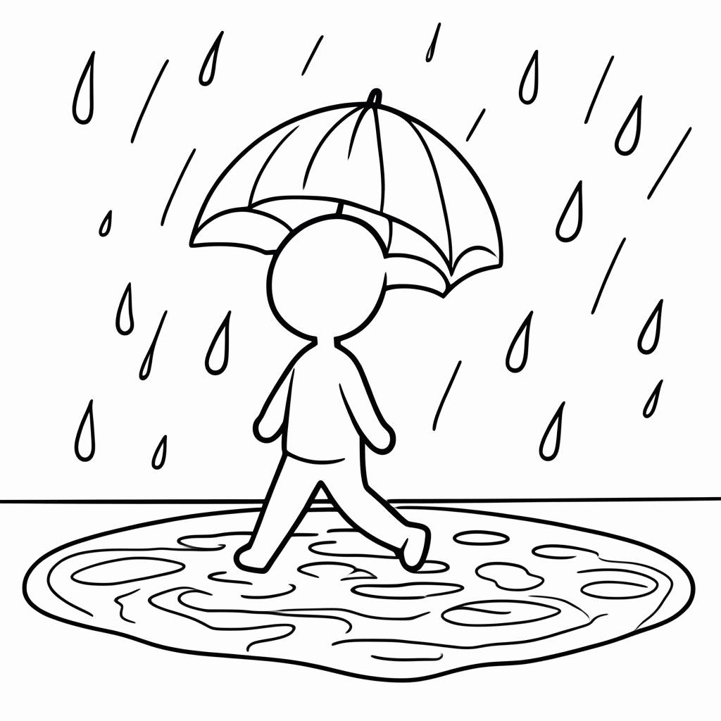 Desenho de Chuva para colorir e imprimir grátis em folha A4