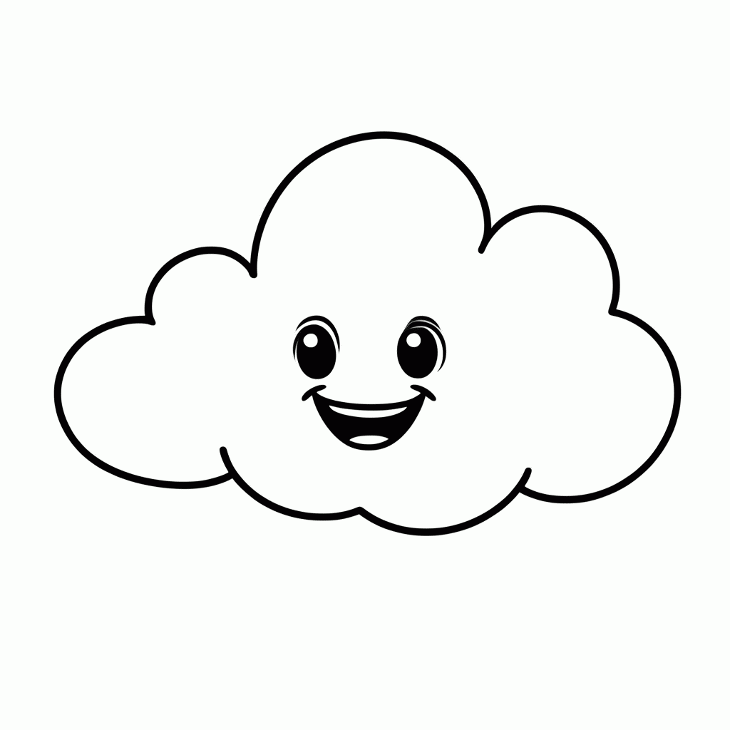 Desenho de Nuvem Fofa para colorir e imprimir grátis em folha A4