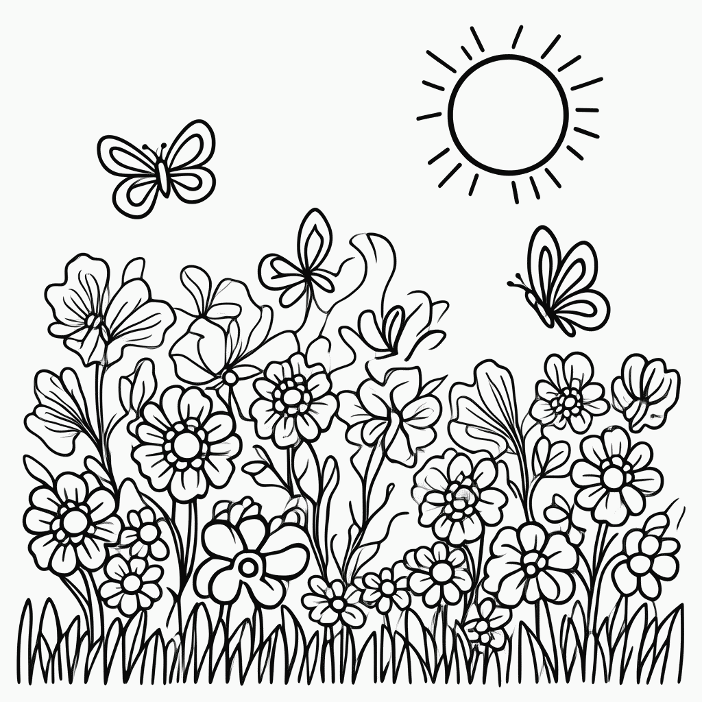 Desenho de Primavera para colorir e imprimir grátis em folha A4