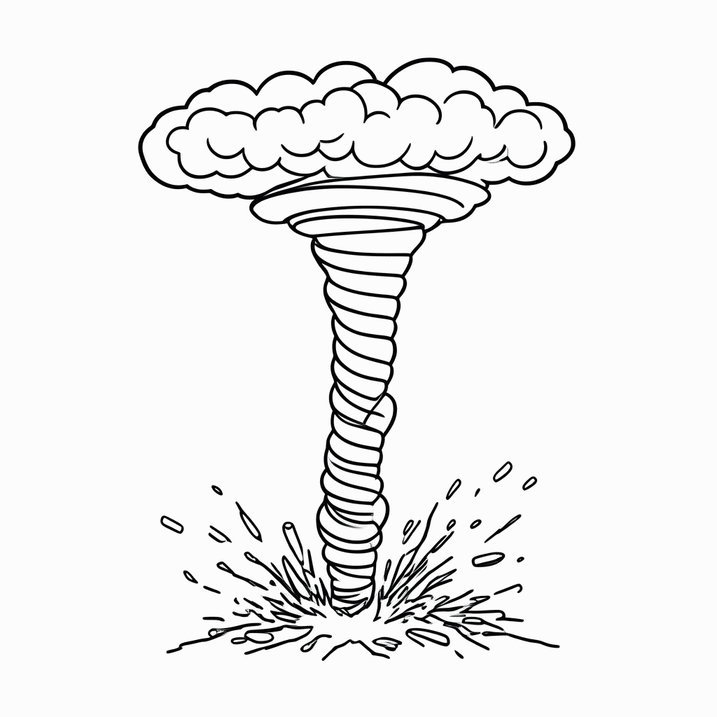 Desenho de Tornado para colorir e imprimir grátis em folha A4
