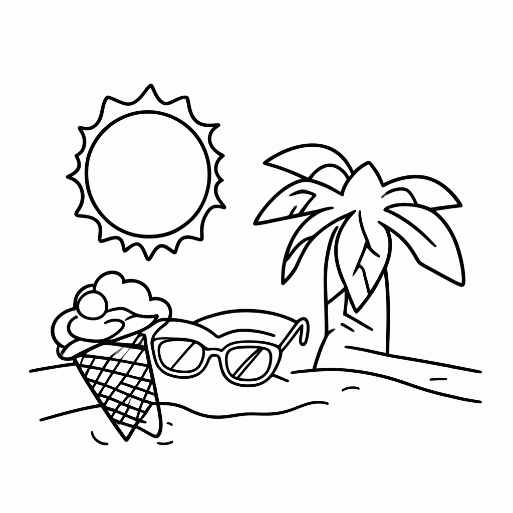Desenho de Verao para colorir e imprimir grátis em folha A4