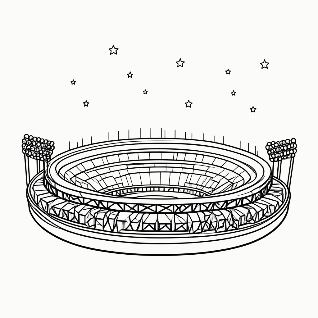 Desenho de Estádio à Noite para colorir e imprimir grátis em folha A4