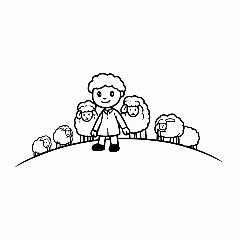 Desenho de O Pastor Mentiroso para colorir e imprimir grátis em folha A4