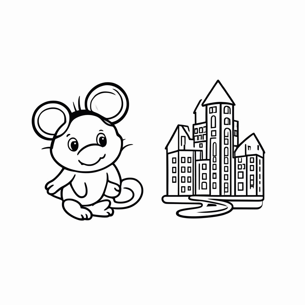 Desenho de O Rato do Campo e o da Cidade para colorir e imprimir grátis em folha A4