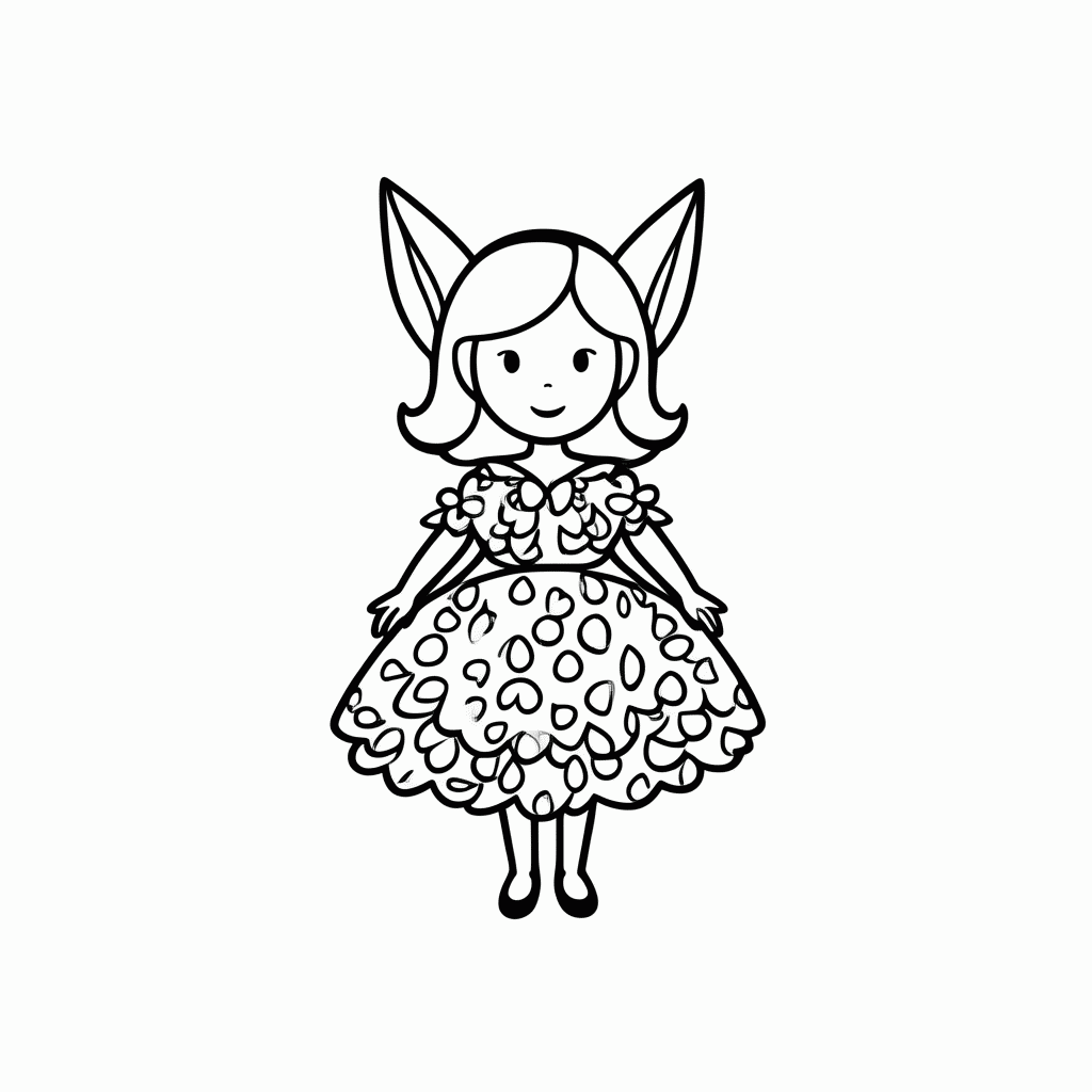 Desenho de Fada Com Vestido De Petalas para colorir e imprimir grátis em folha A4