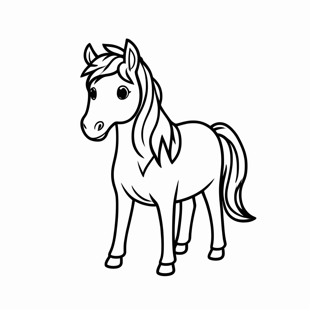 Desenho de Cavalo Fazenda para colorir e imprimir grátis em folha A4