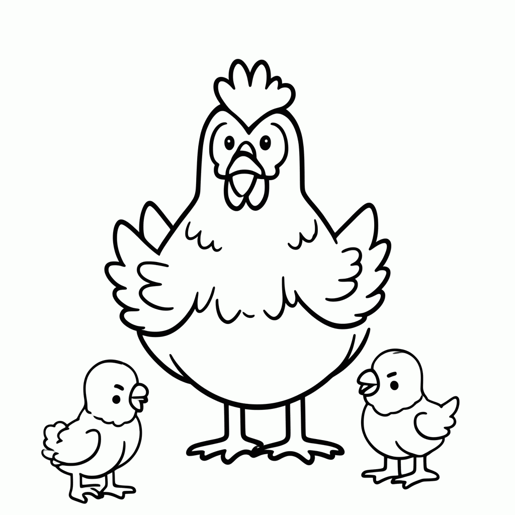 Desenho de Galinha Fazenda para colorir e imprimir grátis em folha A4