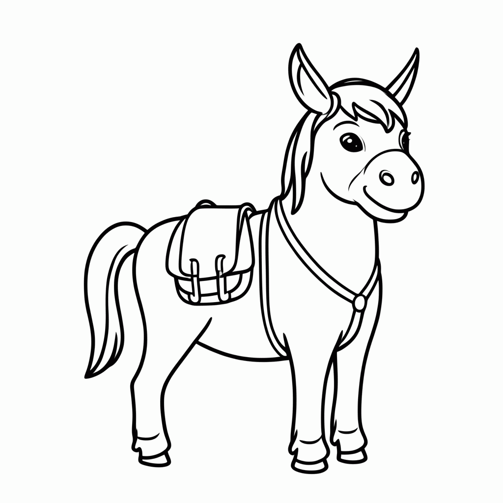 Desenho de Mula Fazenda para colorir e imprimir grátis em folha A4