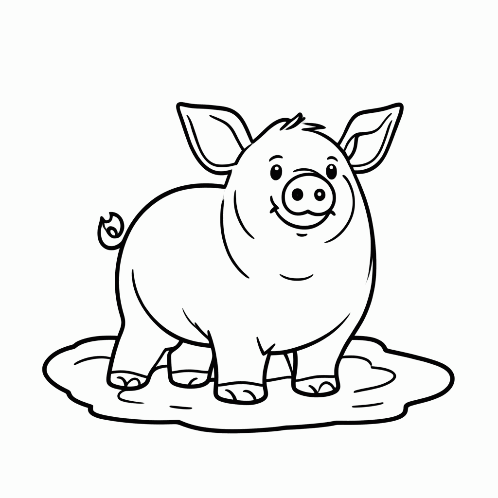 Desenho de Porco Fazenda para colorir e imprimir grátis em folha A4