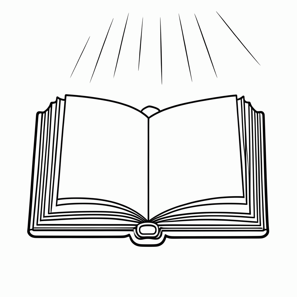 Desenho de Bíblia Aberta para colorir e imprimir grátis em folha A4