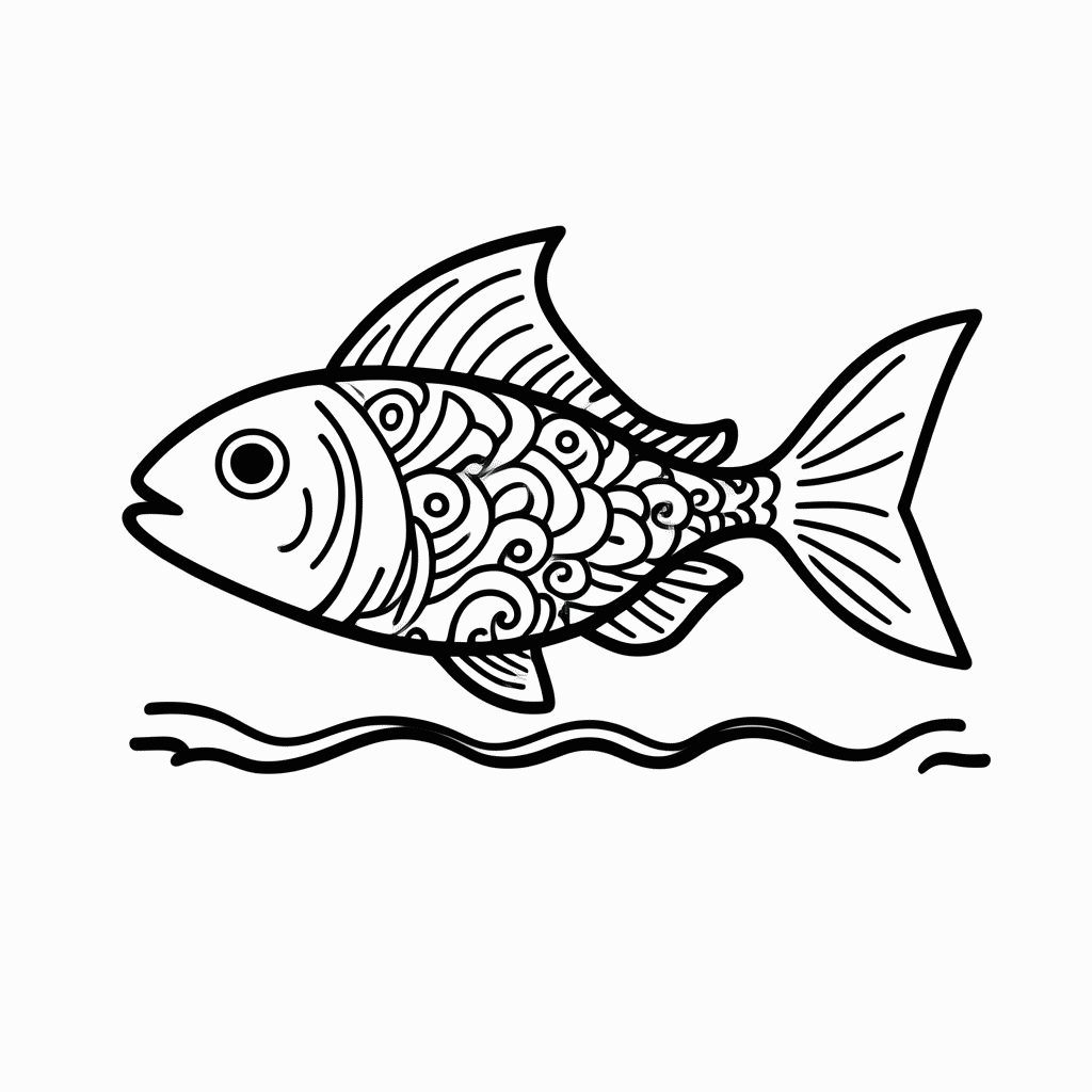 Desenho de Peixe Cristão Decorado para colorir e imprimir grátis em folha A4