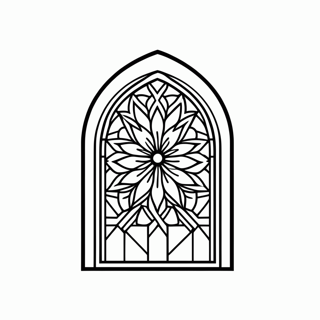Desenho de Vitral de Igreja para colorir e imprimir grátis em folha A4