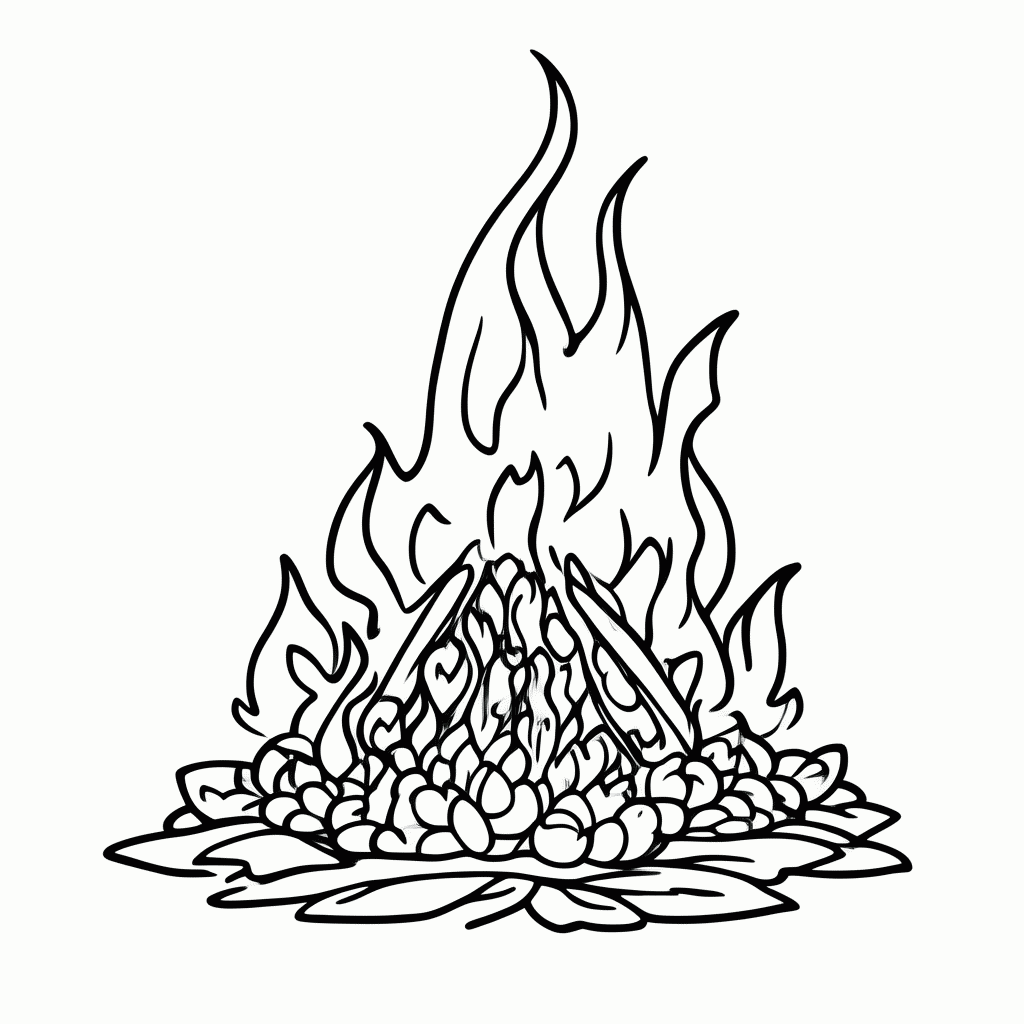 Desenho de Festa Junina — Fogueira para colorir e imprimir grátis em folha A4