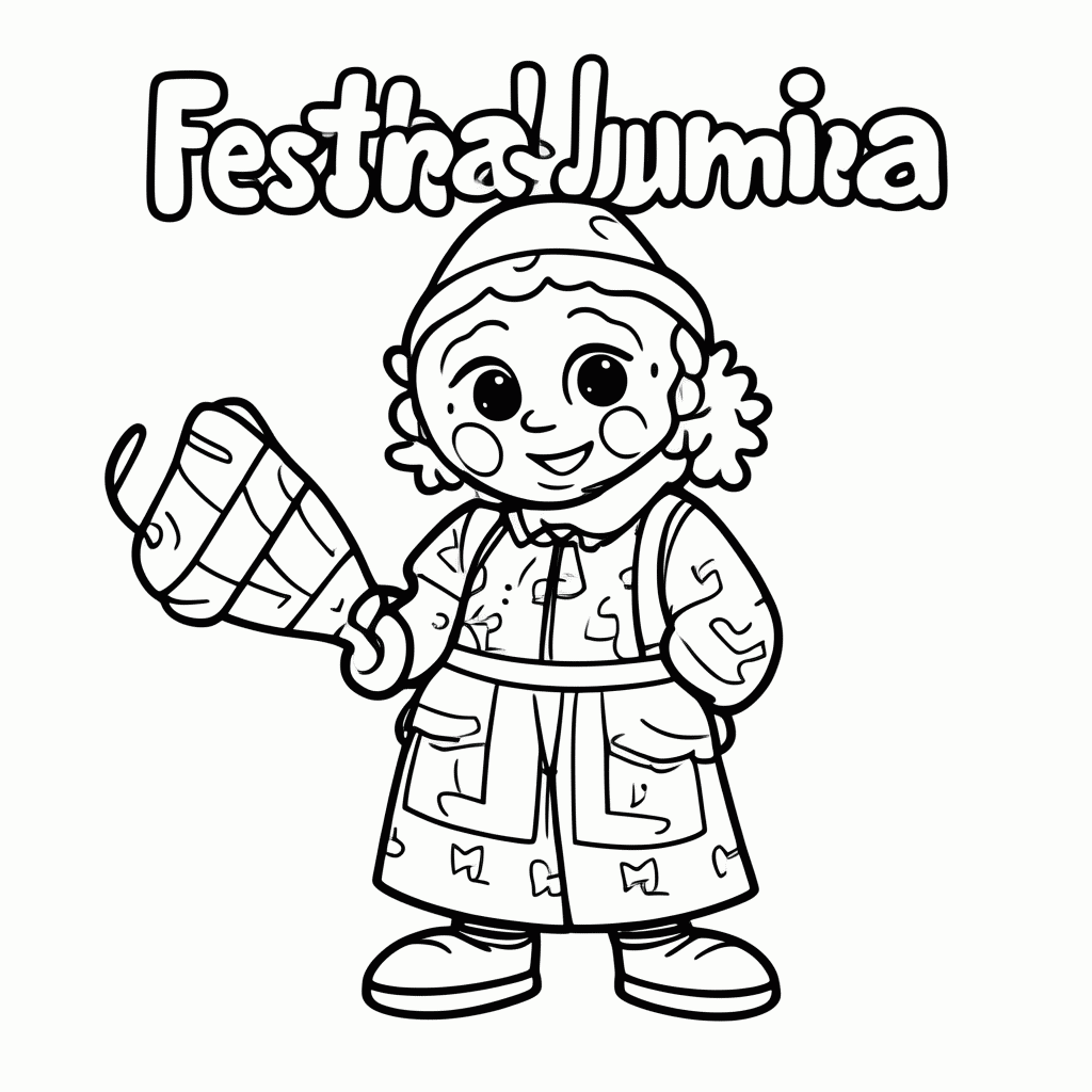 Desenho de Festa Junina — Pe De Moleque para colorir e imprimir grátis em folha A4