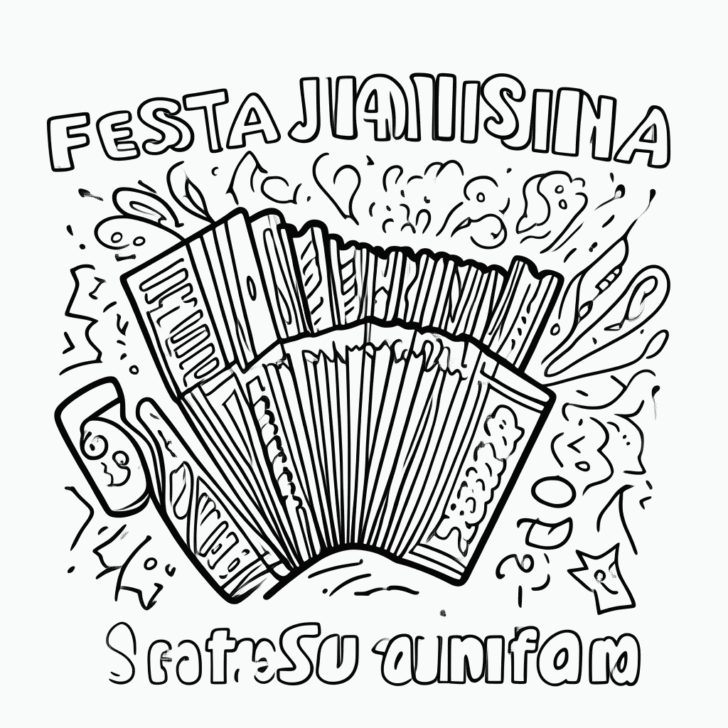 Desenho de Festa Junina — Sanfona para colorir e imprimir grátis em folha A4