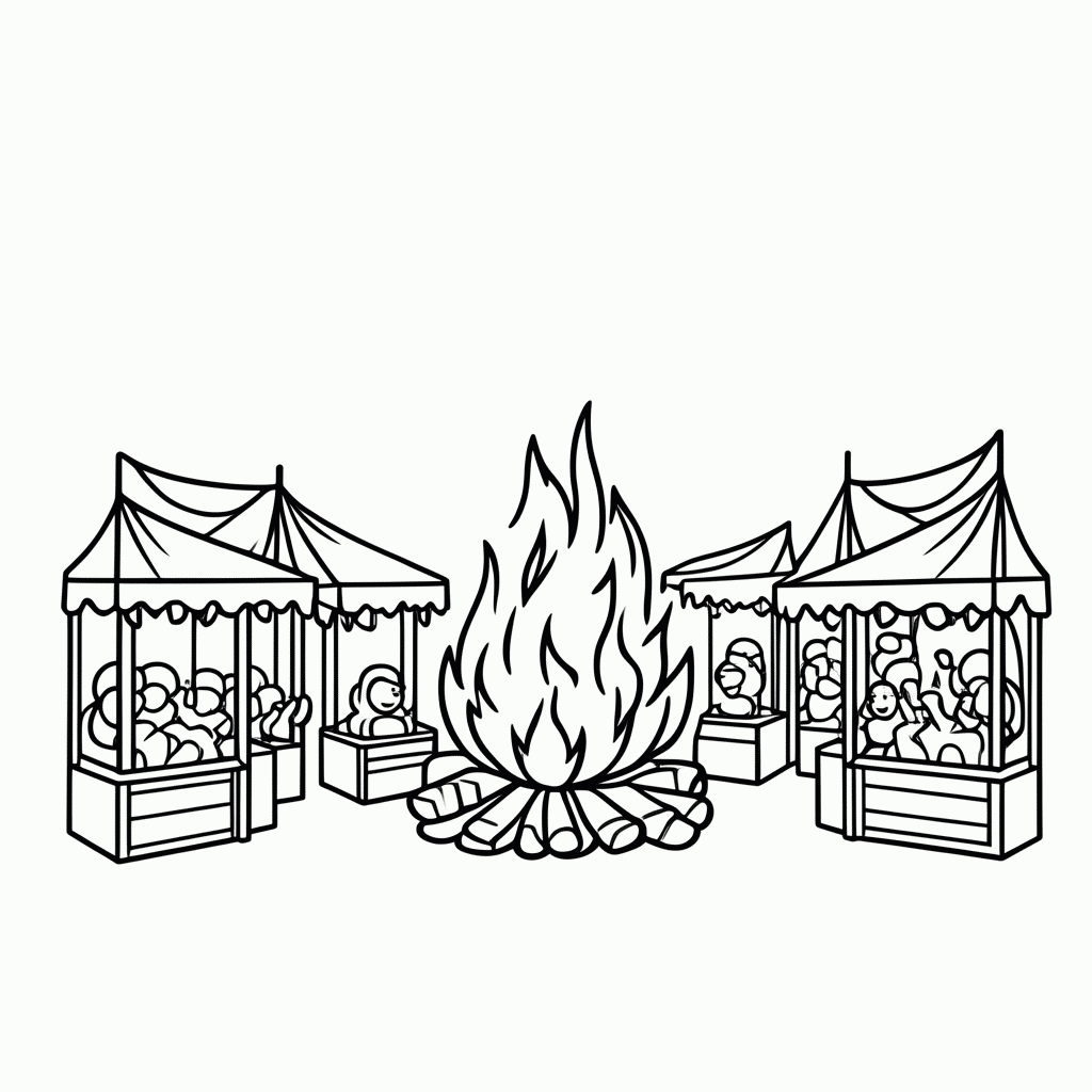 Desenho de Arraial Junina para colorir e imprimir grátis em folha A4