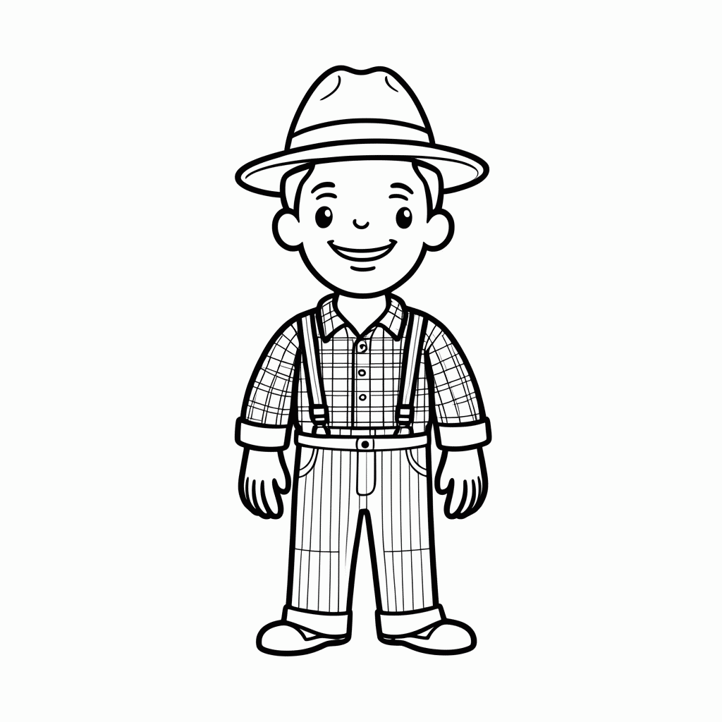 Desenho de Caipira Com Chapeu para colorir e imprimir grátis em folha A4