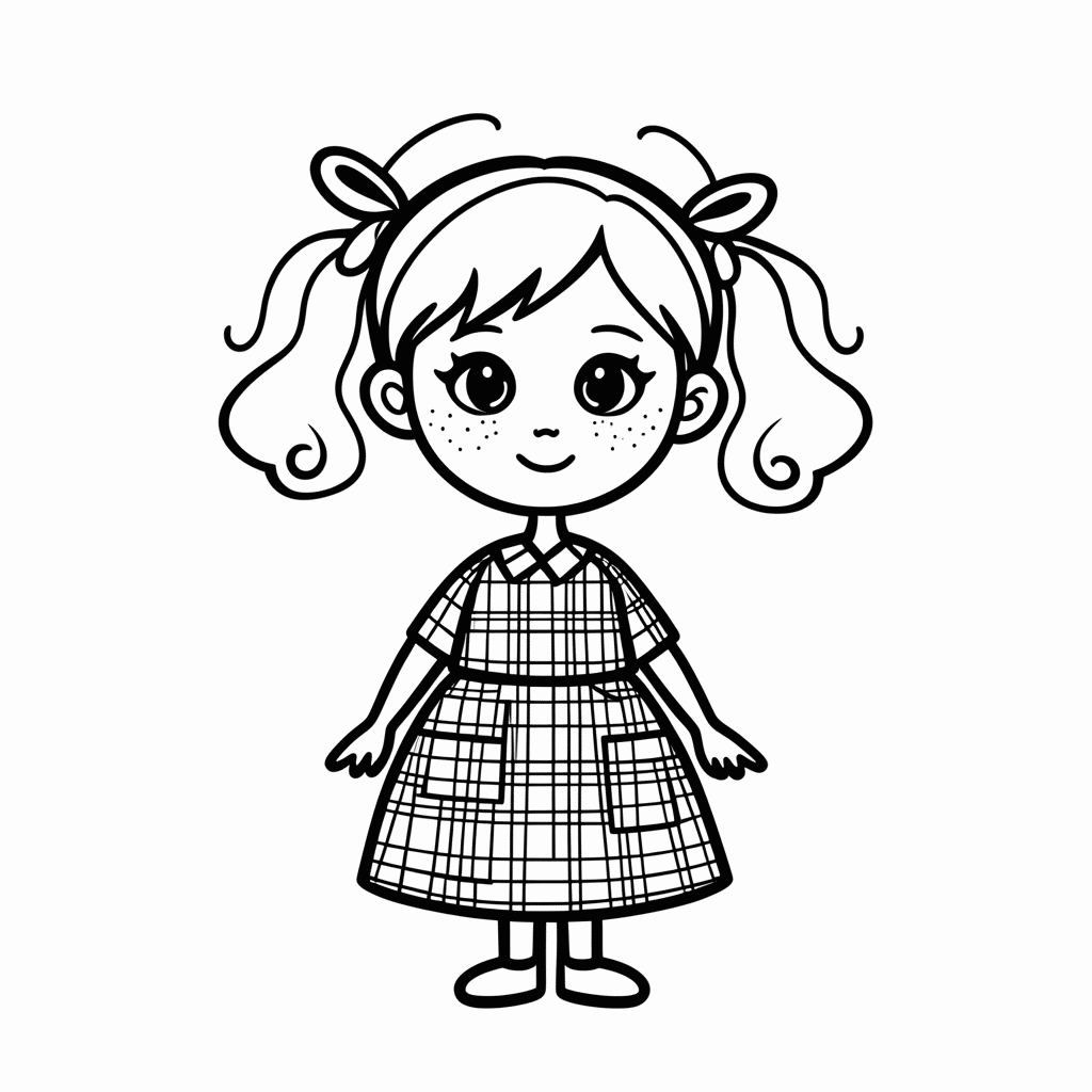 Desenho de Caipirinha De Vestido para colorir e imprimir grátis em folha A4