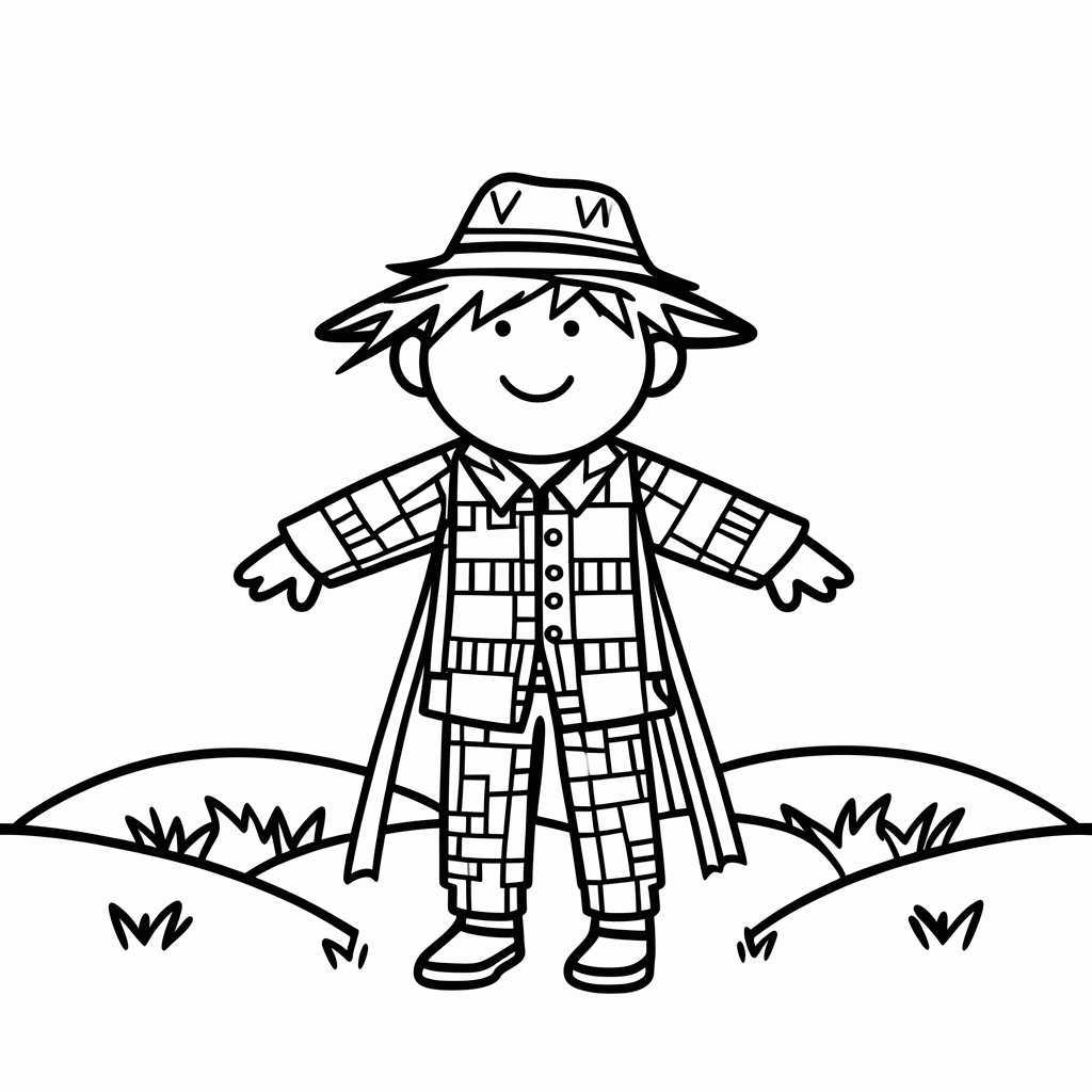 Desenho de Espantalho para colorir e imprimir grátis em folha A4