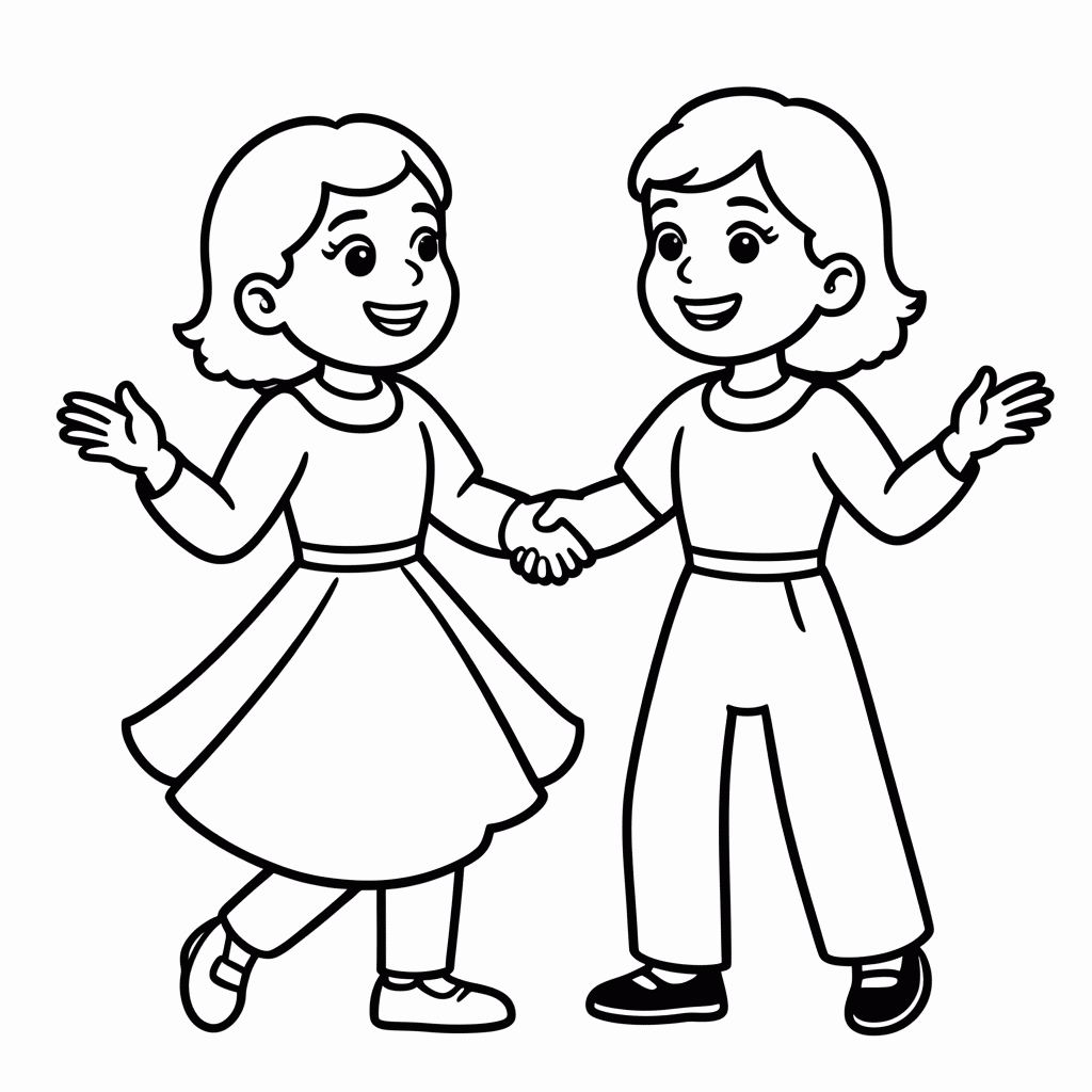 Desenho de Quadrilha Junina Casal para colorir e imprimir grátis em folha A4