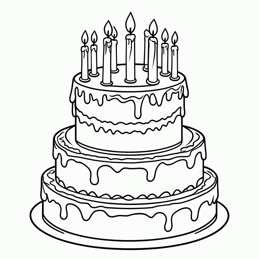 Desenho de Aniversario Bolo para colorir e imprimir grátis em folha A4