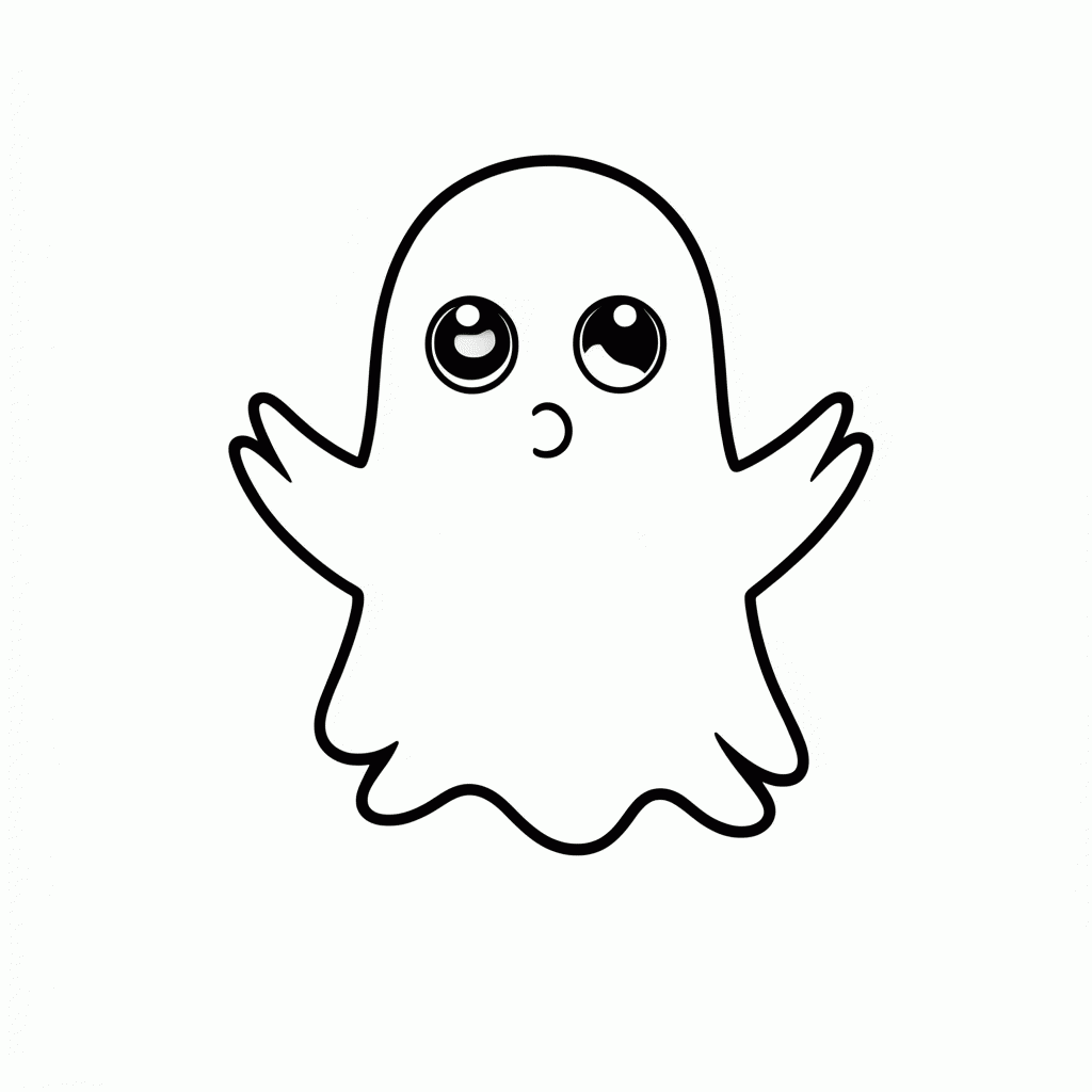 Desenho de Halloween Fantasma para colorir e imprimir grátis em folha A4