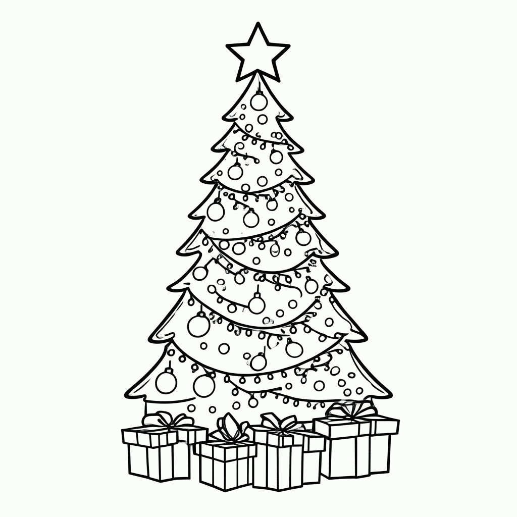 Desenho de Natal Arvore para colorir e imprimir grátis em folha A4