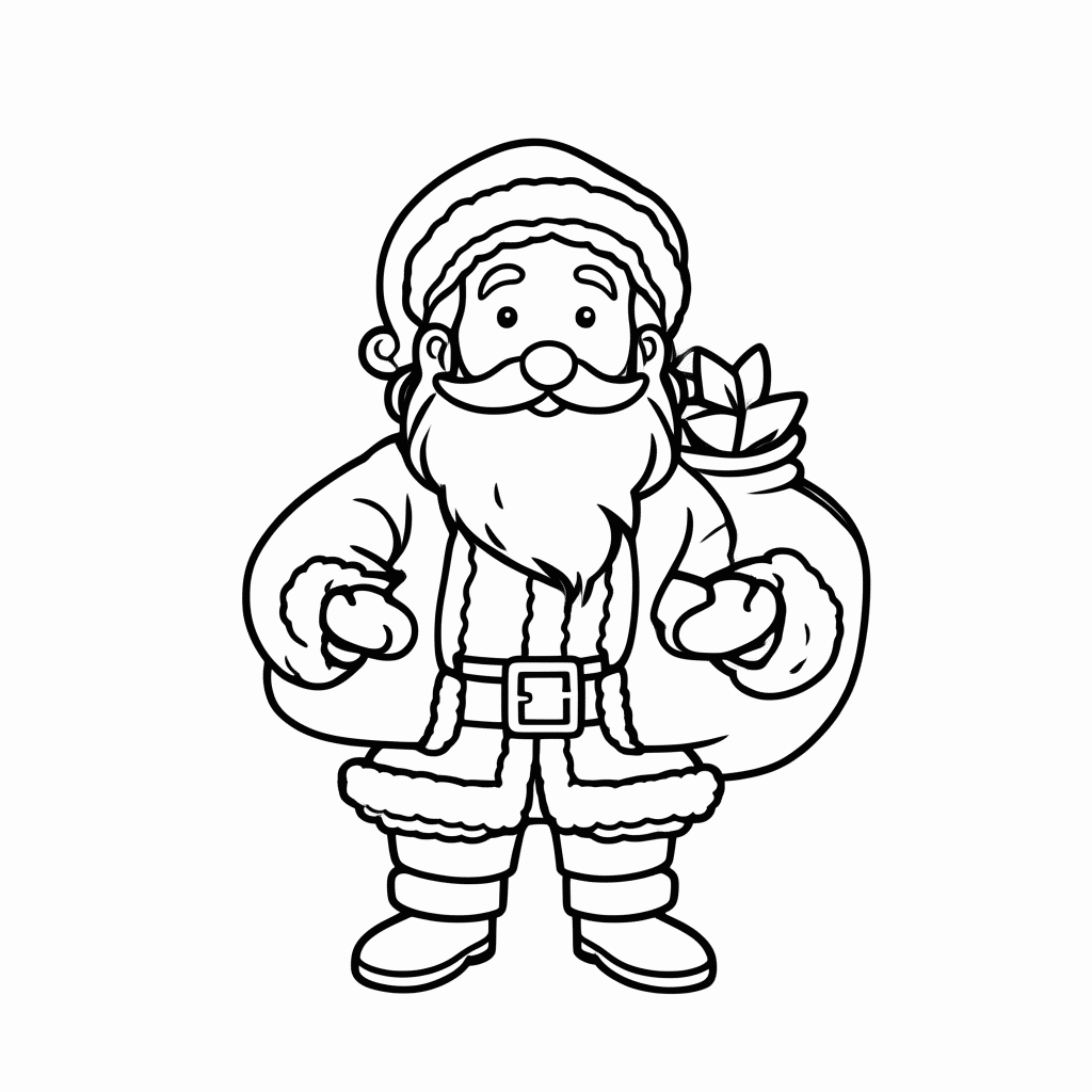 Desenho de Natal Papai Noel para colorir e imprimir grátis em folha A4